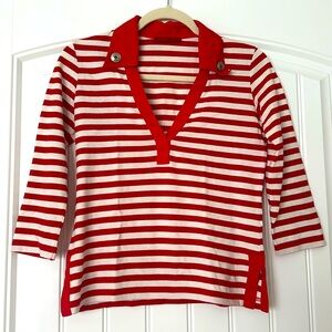 Vintage red and white stripe long sleeve shirt by Carolina Herrera, size small